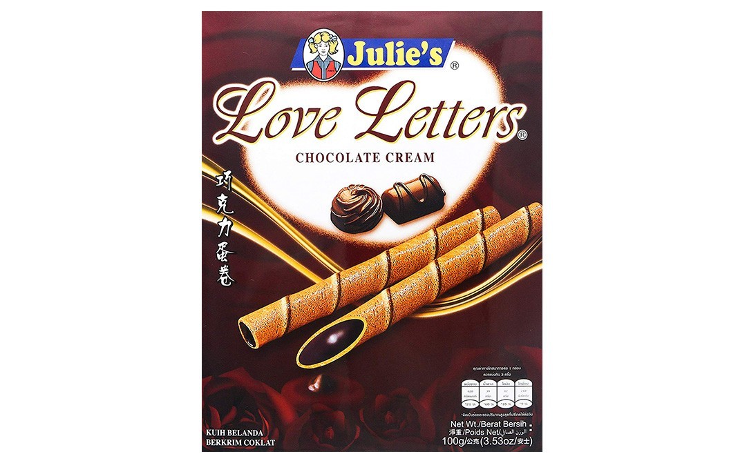Julie's Love Letters Chocolate Cream   Box  100 grams